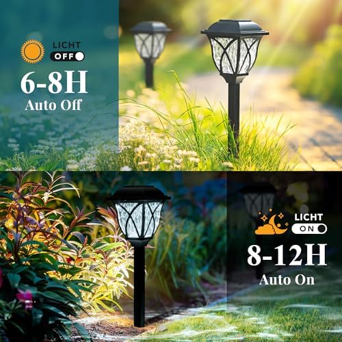 GIGALUMI 6 Pack Solar Lights Outdoor Waterproof, LED Solar Garden Lights
