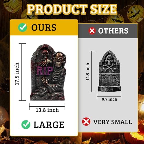 10 Styles Halloween Large Tombstone Gravestones Yard Stakes Decorations 17IN Headstone Outside Signs with Stakes for Halloween Scary Spooky Patio Lawn Yard Garden Cemetery Outdoor Decors