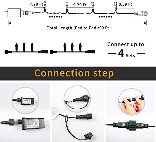 HAILI XMGQ 105FT 300 LED Christmas Lights Outdoor Waterproof (Warm White)