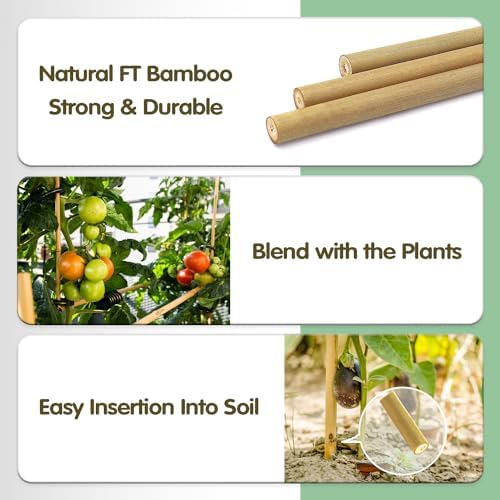 Bamboo Stakes,3FT Natural Bamboo Garden Stakes,BOVITRO 25Pcs Plant Stakes