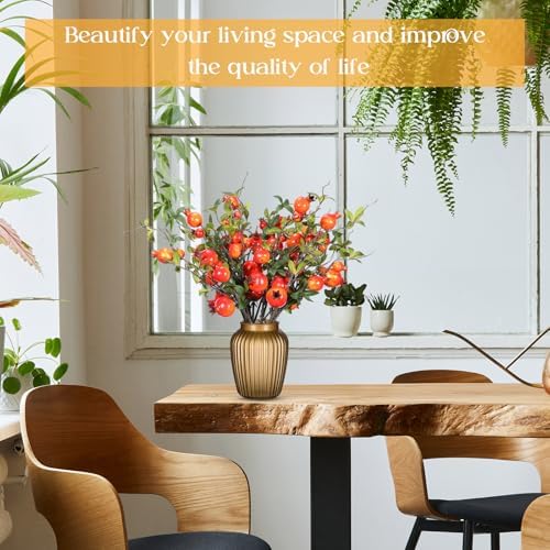 Thiccywoov 10 Pcs 31.5'' Artificial Pomegranate Branches Decor, Orange
