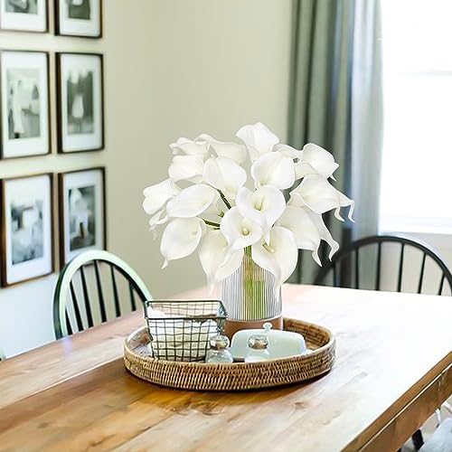Letjolt White Calla Lily Artificial Flowers 20 Pieces Bouquet