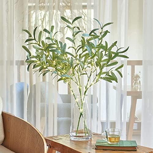 Hairui Lighted Olive Branches with Timer 24IN 72LED Battery Operated, Artificial Greenery Olive Tree Branch with Fairy Lights for Wedding Christmas Home Indoor Outdoor Decoration