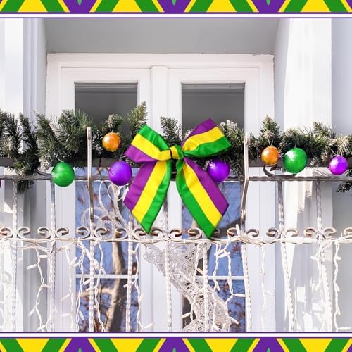 VitalCozy 2 Pcs Wreath Sash for Front Door, Mardi Gras
