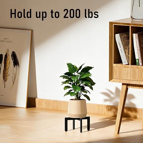 Metal Plant Stand Indoor Outdoor With Adjustable Feet, Black