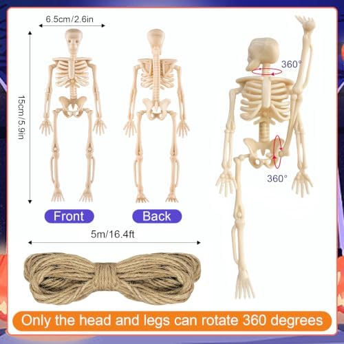 32Pcs 6" Halloween Mini Plastic Skeleton Figurines Decorations Set