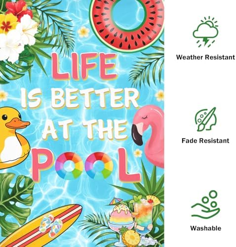 Life is Better at the Pool Garden Flags 12 x 18 Inch Double Sided
