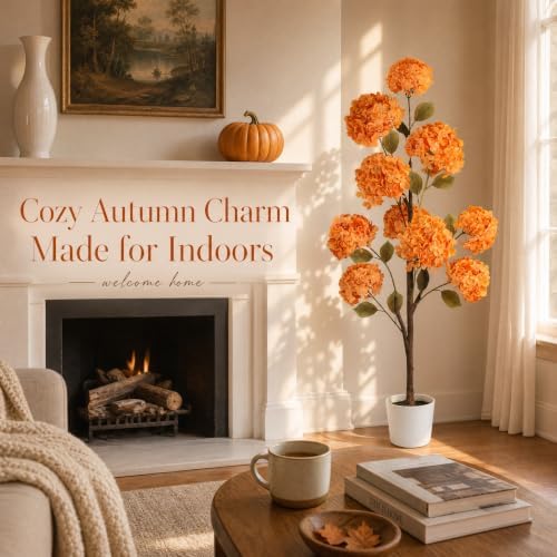 Artificial Hydrangea Tree, 4.6ft Fall Tree, Autumn Decor