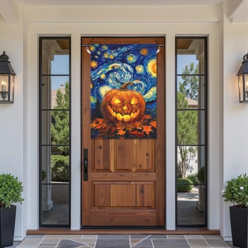 Halloween Pumpkin Garden Flag Van Gogh Starry Night Flags 28x40 Inch