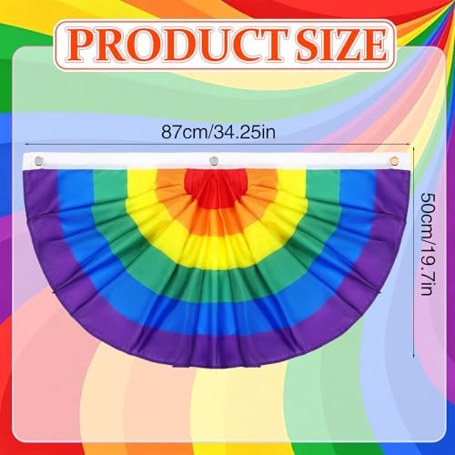 Augshy 4Pcs Rainbow Bunting Fan Flags, Pride Day Pleated Half Banner