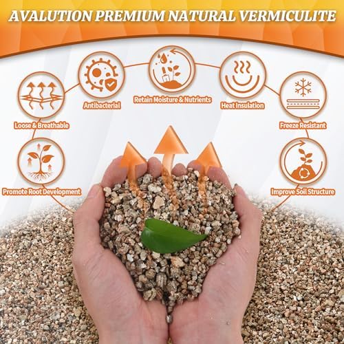 AVALUTION 3QT Vermiculite - Organic Vermiculite for Plants Horticultural Coarse Vermiculite Natural Soil Additive for Potted Plants Gardening Mushrooms Seed Starting