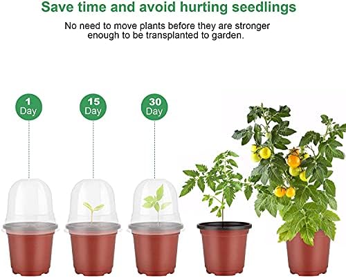 MIXC Nursery Pots with Humidity Dome, 4" Seed Starting Pot 30 Pack, Red