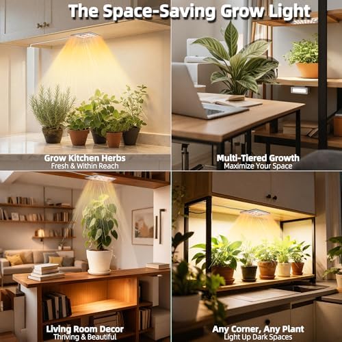 Under Shelf Grow Light, Compact Flat Corded Stick-On Plant Light with Timer