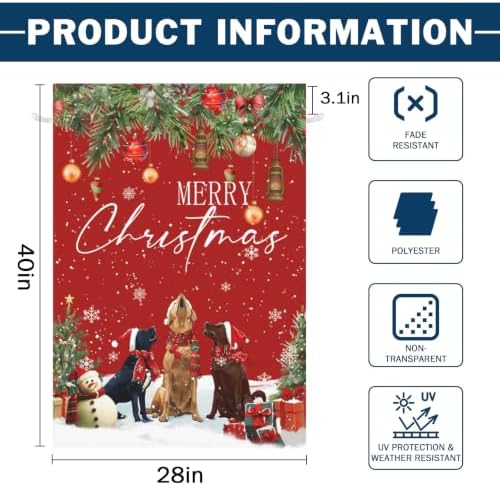 Christmas Retriever Dogs Large Garden Flags Double Sided 28X40 Inch