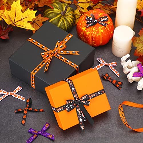 SANNIX 18 Rolls 90 Yards Halloween Ribbon Printed Grosgrain Ribbons 3/8″