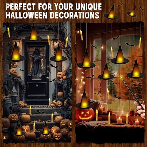 Fayoo 12 Pcs Floating Candles with Wand for Halloween Decor