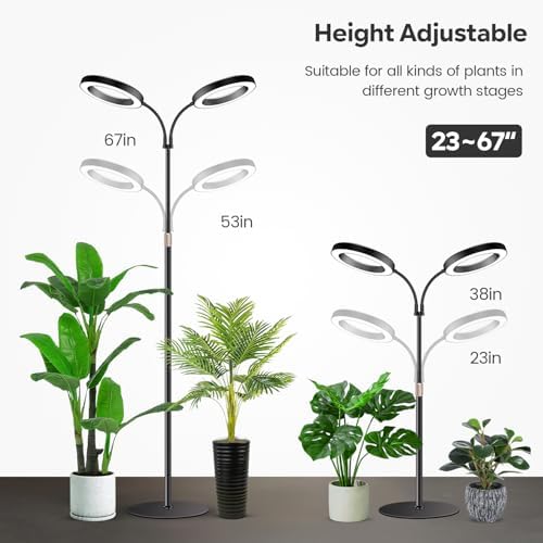 Garpsen Halo Grow Lights, Dual-Head 6000K LED Floor Plant Light with Base