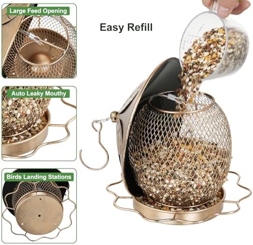 Bird Feeder for Outdoors Hanging, Heavy Duty Metal Wild Bird Feeders