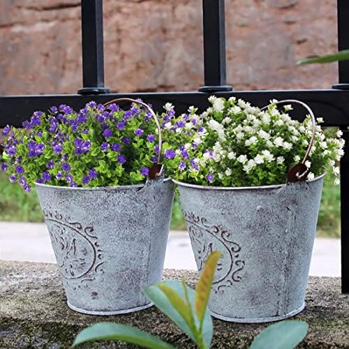 RECUTMS 12 Bundles Artificial Flowers Faux Outdoor Plastic Purple Plants
