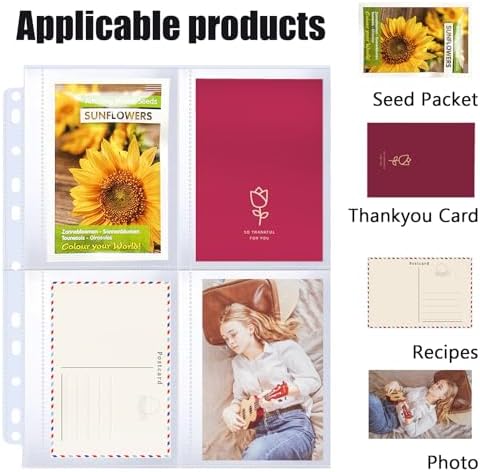 MUQING 60 Pack 240 Pockets Seed Packet Sleeves, Slot Size 3.5"x 5"