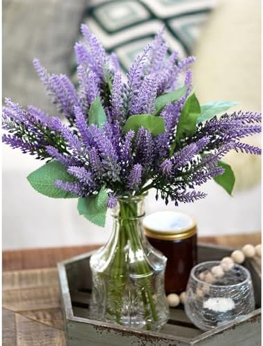FiveSeasonStuff Dark Purple Lavender Artificial Flowers 14.6 inches 10 Stems