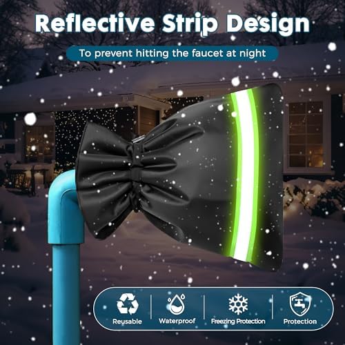Outdoor Faucet Cover for Winter - Freeze Proof Spigot & Hose Bib Protector, 4 Pack Heavy-Duty Insulated Cover with Drawstring, 420D Waterproof (7”x10.2”) | 2026 Upgraded Version