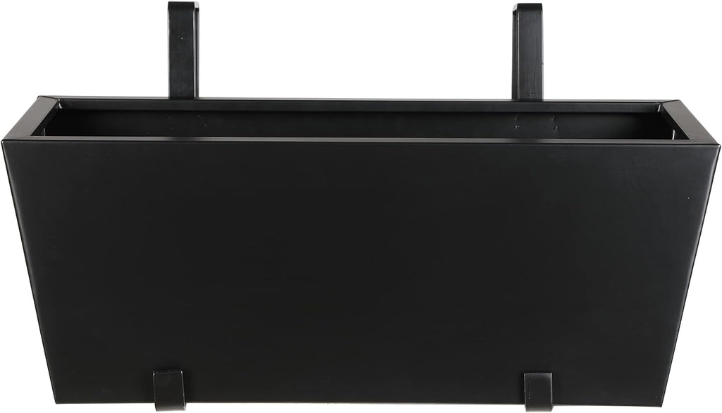 BIRDROCK HOME 1pk Metal Railing Planter - Balcony Flower Box - Deck Rail Boxes - House Apartment Plant Pot - Black
