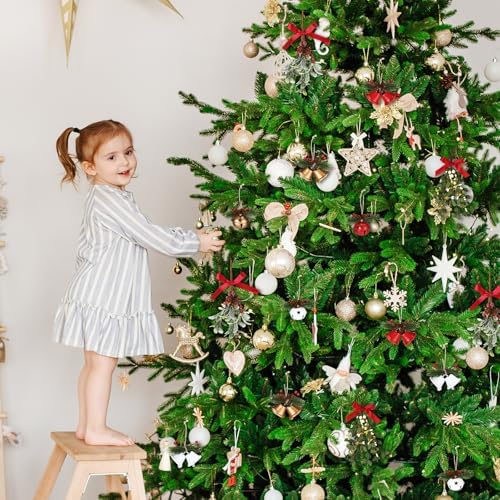 HyDren 24 Pcs Large Christmas Mistletoe Decor with Christmas Bells Ornament