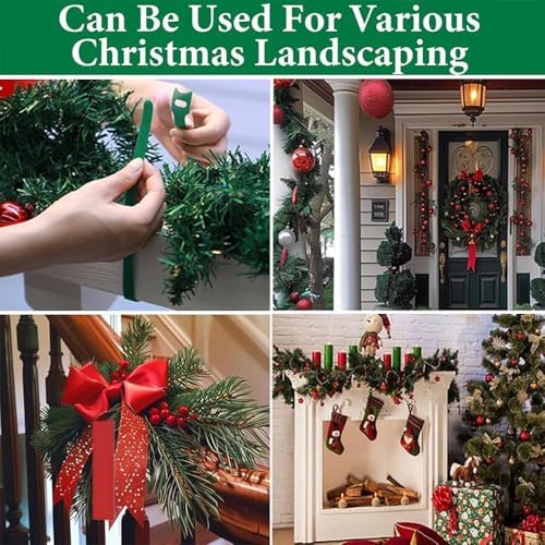 Christmas Garland Ties - 12" Multifunction Holiday Plant Cable Ties Adjustable Reusable Nylon Garden Plant Cable Strap for Xmas Tree Stairway Decoration Present Wrapping (50pcs Green)