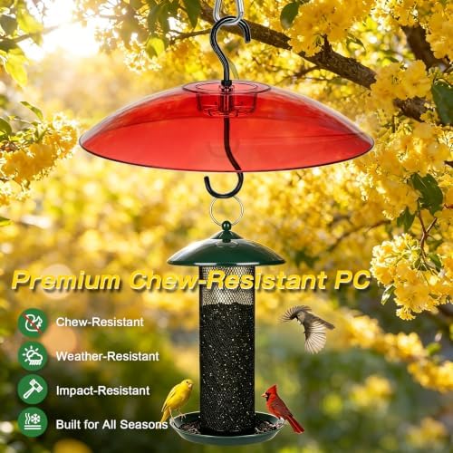 Gtongoko Bird Feeder Cover Dome 12" Red Bird Feeder Rain Guard 1 Pack