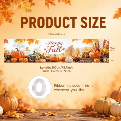 Nuxovilar Happy Fall Banner,78.7"x17.7" Polyester