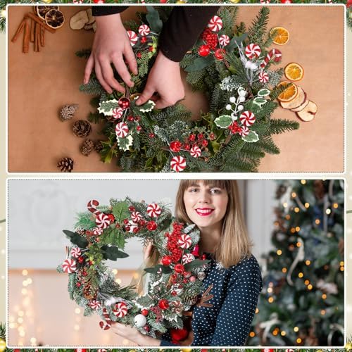 16 Pcs Artificial Christmas Pine Cones Picks, Candy Style
