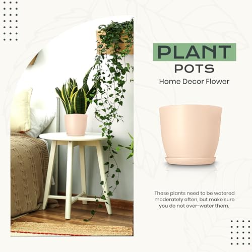 Plant Pots Indoor with Drainage, 10 Pack Multi-Size Planters Set, Pink