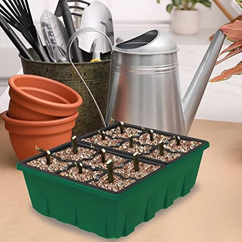 Gardzen 10 Pack Seed Starter Trays with Dome and Green Base 120 Cell