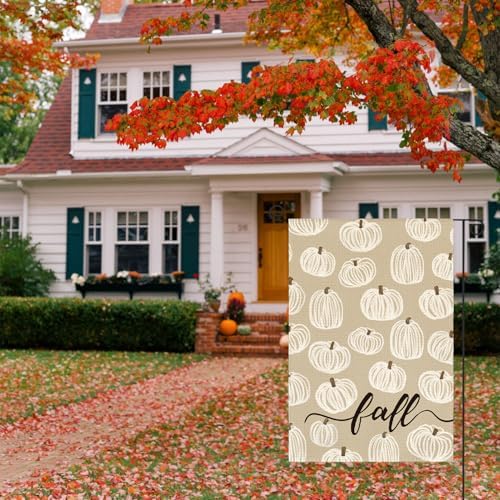 AVOIN colorlife Rustic Pumpkins Fall Garden Flag 12x18 Inch Outside Gray