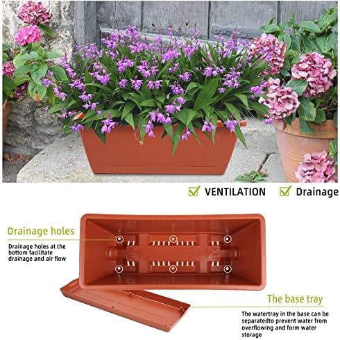 8pcs Window Box Planter,Rectangle Plastic Vegetable Flower Planters Boxes