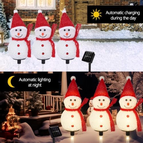 Solar Christmas Snowman Pathway Lights Outdoor Decoration, 6 Pack