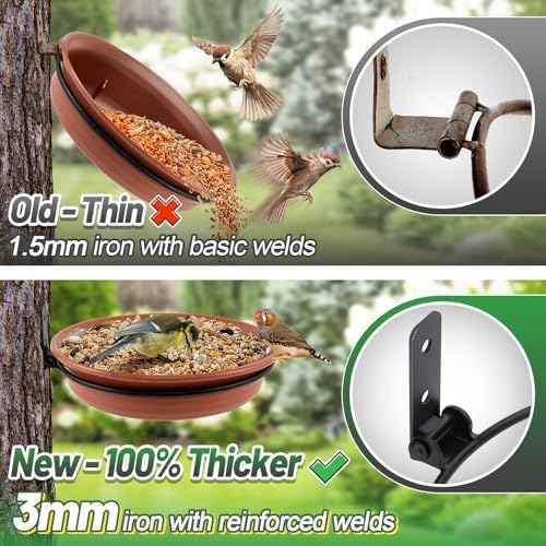 Alphatool Fence Bird Feeders Tray, 8.3'' Dia., Brown, 2 Pcs