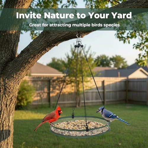 2Pcs Universal Wild Bird Seed Catcher Tray, 16 Inch Adjustable Hanging Hoop Platform, for Hummingbird Feeders & Bee Feeders, Outdoor Garden Accessory