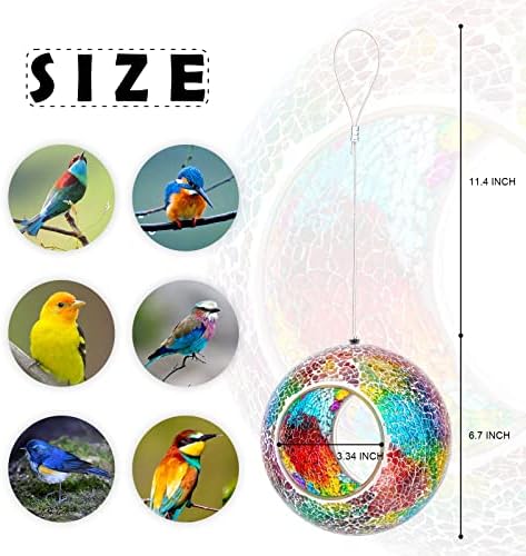 VCUTEKA Bird Feeder Mosaic Fly Through Hanging Birdfeeders for Garden Decor
