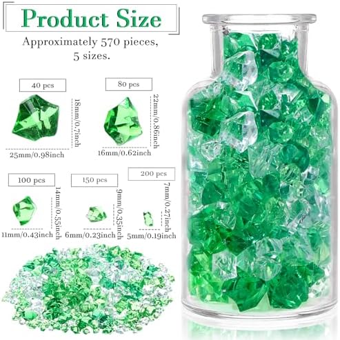 Syhood 570 Pcs Green Acrylic Gems Plastic Crystals