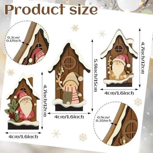 Redbaker 3 Pcs Christmas Decorations Indoor Wooden Gnome Table Decor