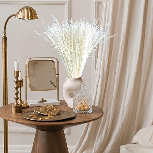 Glicrili Dried Lavender Flowers Real Stems White Bouquet for Vase Decor