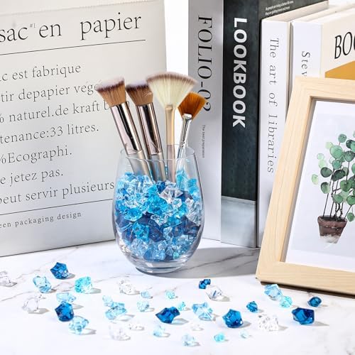 Syhood 570 Pcs Blue and Clear Acrylic Gems Winter Plastic Crystals