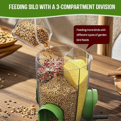 LONA Bird Feeder with 3 Compartments, Dome Bird Feeder for Outdoors, Plus
