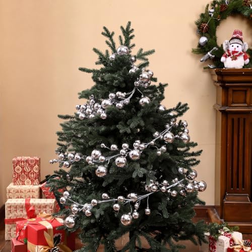 2 Pcs 15 ft Christmas Ball Ornament Garland, Silver