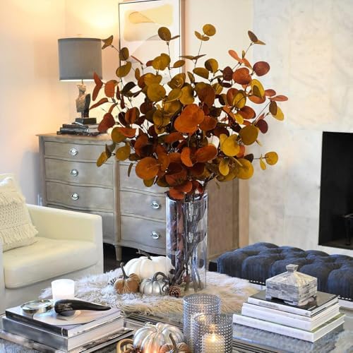 24 Pcs Artificial Fall Eucalyptus Stems, 26.7 Inch