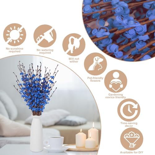 10Pcs Royal Blue Artificial Jasmine Flowers Stem for Vase DIY Wreath Decor