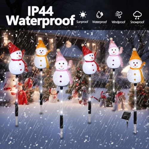 Solar Christmas Snowman Pathway Lights Outdoor Decoration, 6 Pack