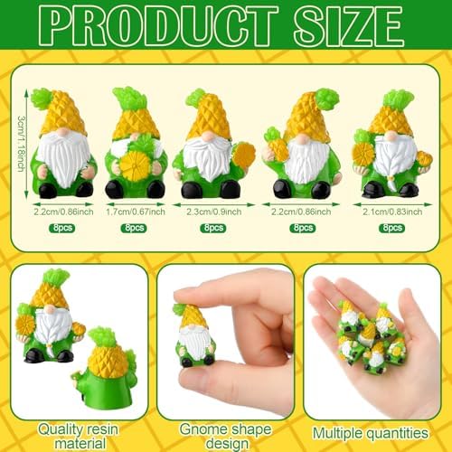 Wesiti 40 Pcs Christmas Pineapple Gnomes Mini Resin Figurine Miniature Resin Statues Tiny Gnomes Figurine for Table Decor Indoor Outdoor Home Garden Plant Pot